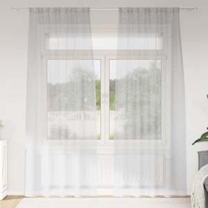 Voile Záclona 2 pcs Světle šedá 225 x 140 cm Polyester - obrázek 1