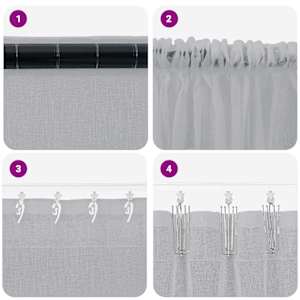 Voile Záclona 2 pcs Tmavě šedá 260 x 140 cm Polyester - obrázek 7