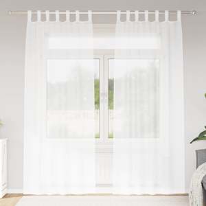 Voile Záclona se záclonami 2 pcs Bílá 225 x 140 cm Polyester - obrázek 1