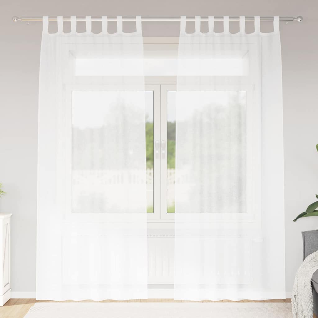 Okenice so záclonami 2 pcs Biela 140 x 260 cm Polyester 4108036