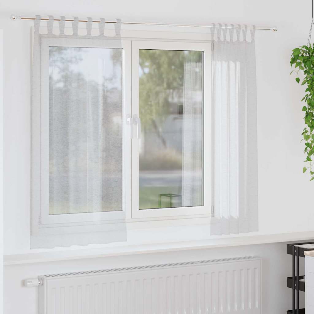 Gardiner med gardiner 2 pcs Lysegrå 140 x 175 cm Polyester
