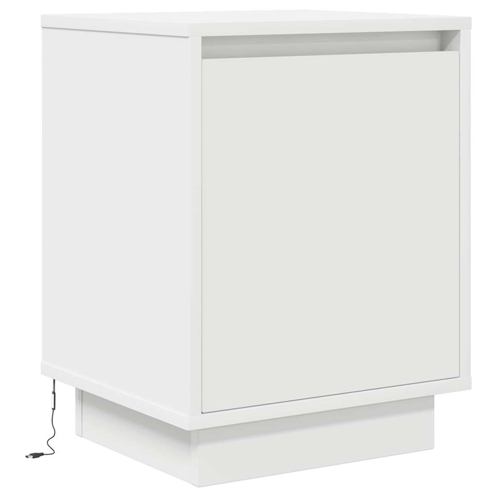 vidaXL Nachtkastje met LED-verlichting 38x34x50 cm wit afbeelding