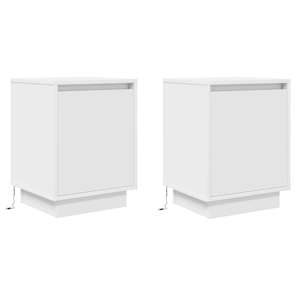 vidaXL Nachtkastjes met led-verlichting 2 st 38x34x50 cm wit afbeelding