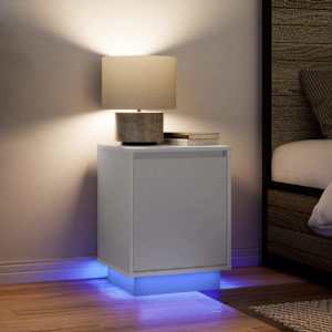 Noční stolky s LED světly 2 ks bílé 38x34x50 cm