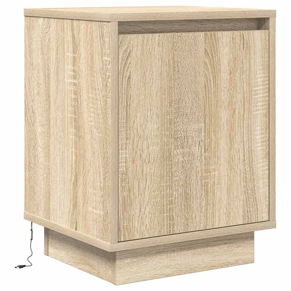 vidaXL sonoma tölgy színű éjjeliszekrény LED-ekkel 38x34x50 cm