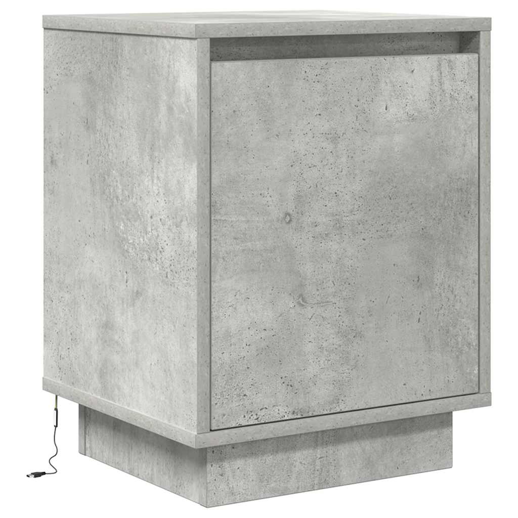 vidaXL Nachtkastje met LED-verlichting 38x34x50 cm betongrijs afbeelding
