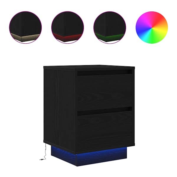 vidaXL &ouml;&ouml;kapid LED-tuledega 2 tk, must, 38x34x50 cm