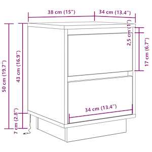 Noční skříňky s LED osvětlením 2 ks Dub Sonoma 38x34x50 cm - obrázek 16