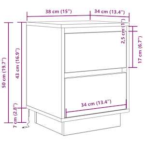 Noční skříňky s LED osvětlením 2 ks Dub hnědý 38x34x50 cm - obrázek 16