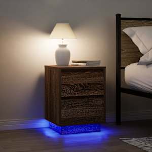 Noční skříňky s LED osvětlením 2 ks Dub hnědý 38x34x50 cm - obrázek 1