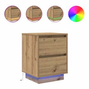 Noční skříňky s LED osvětlením 2 ks Dub Artisan 38x34x50 cm - obrázek 2