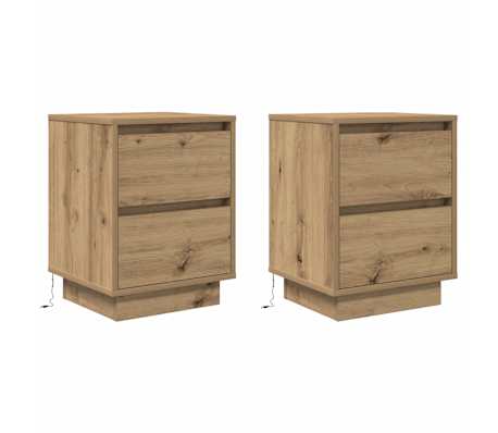 vidaXL &Kappa;&omicron;&mu;&omicron;&delta;ί&nu;&alpha; &mu;&epsilon; &phi;ώ&tau;&alpha; LED 2 &tau;&epsilon;&mu;ά&chi;&iota;&alpha; Artisan Oak 38x34x50 cm