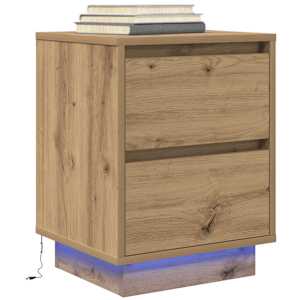 Noční skříňky s LED osvětlením 2 ks Dub Artisan 38x34x50 cm - obrázek 6