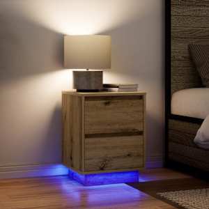 Noční skříňky s LED osvětlením 2 ks Dub Artisan 38x34x50 cm - obrázek 1