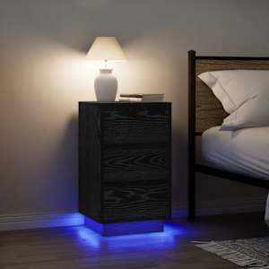 Noční skříňka s LED světly černá 38x34x65 cm - obrázek 1