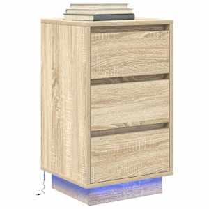 Noční skříňka s LED osvětlením Dub Sonoma 38x34x65 cm - obrázek 5
