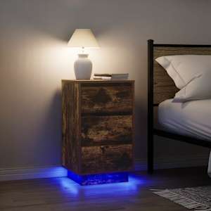 Noční skříňka s LED světly Uzený dub 38x34x65 cm - obrázek 1