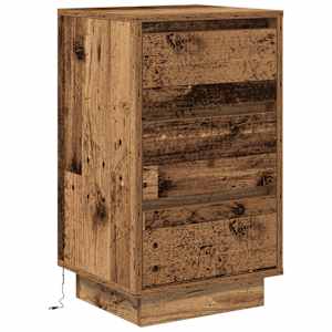Noční skříňka s LED světly Staré dřevo 38x34x65 cm - obrázek 3