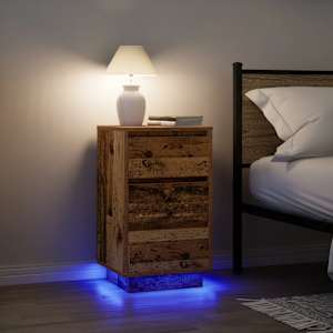 Noční skříňka s LED světly Staré dřevo 38x34x65 cm - obrázek 1