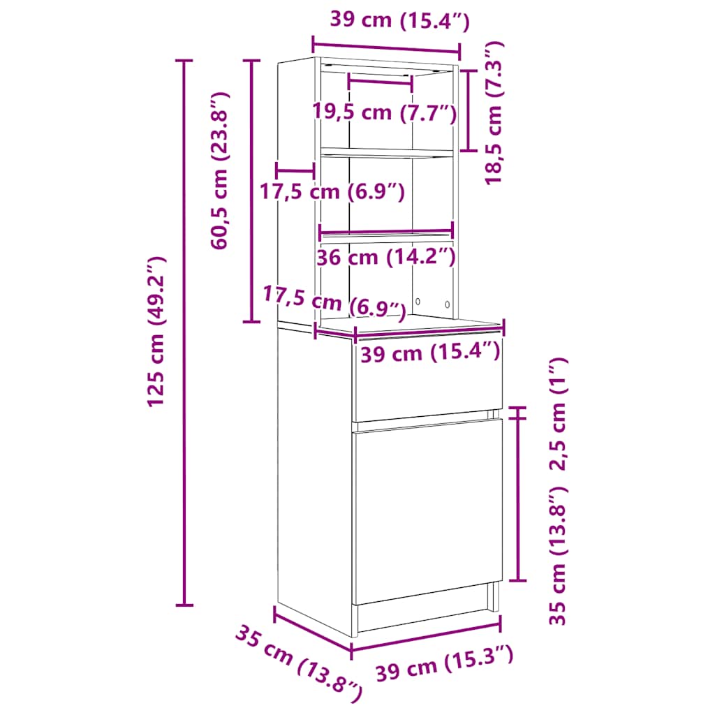 Noční skříňka černá 39x35x125 cm Dřevěná konstrukce - obrázek 14
