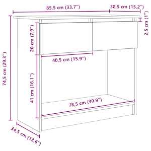Konzolový stolek se zásuvkami Staré dřevo 85,5x38,5x74,5 cm - obrázek 12