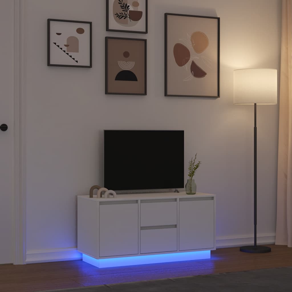 vidaXL TV-Schrank mit LED-Leuchten Weiß 100x41x50 cm