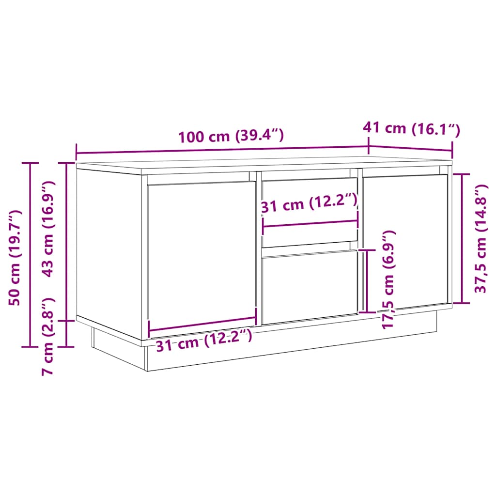 TV skříňka s LED osvětlením černý dub 100x41x50 cm - obrázek 15
