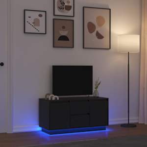 TV skříňka s LED osvětlením černý dub 100x41x50 cm - obrázek 1