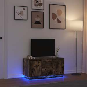 Televizní skříňka s LED světly kouřový dub 100x41x50 cm - obrázek 1