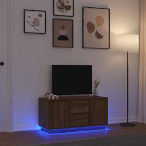 TV skříňka s LED osvětlením Dub hnědý 100x41x50 cm - obrázek 1