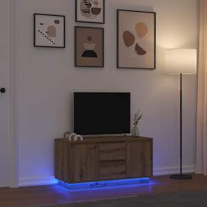 TV skříňka s LED osvětlením dub artisan 100x41x50 cm - obrázek 1