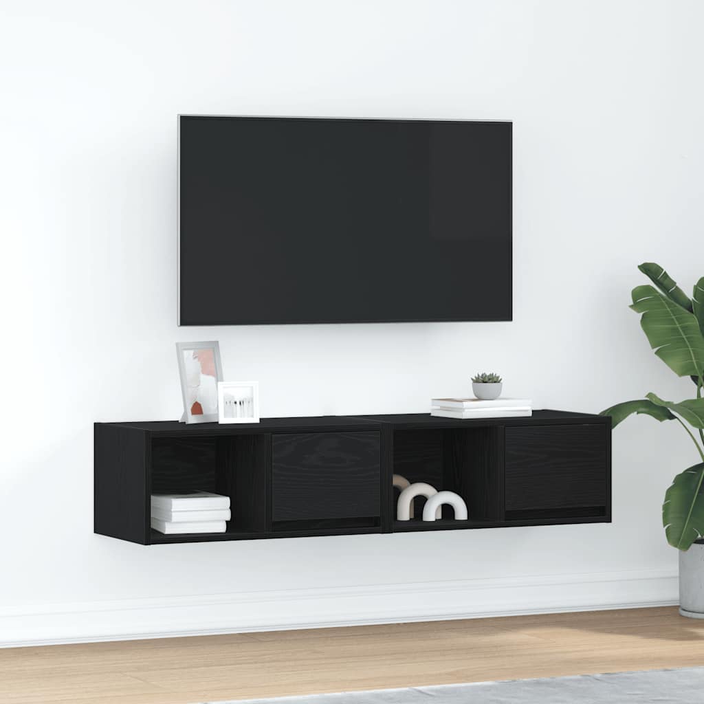 vidaXL TV-Schränke 2 Stk. Schwarz Eichen-Optik 60x31x25,5 cm