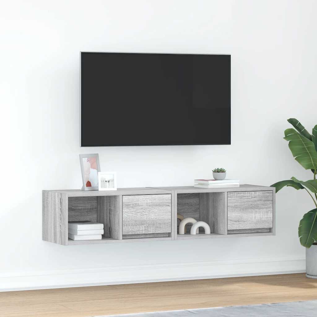 vidaXL TV-Schränke 2 Stk. Grau Sonoma 60x31x25,5 cm Holzwerkstoff