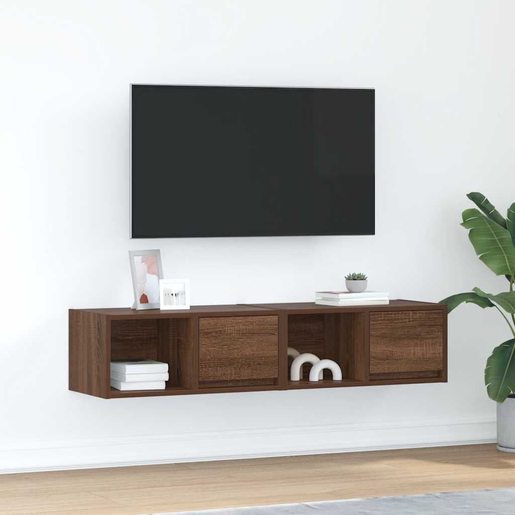 vidaXL TV-Schränke 2 Stk. Braun Eichen-Optik 60x31x25,5 cm