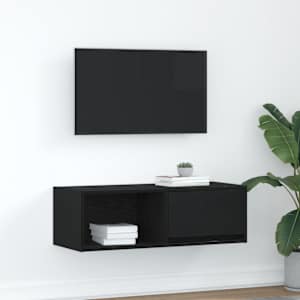 TV omarica črna hrast 80x31x25,5 cm inženirski les