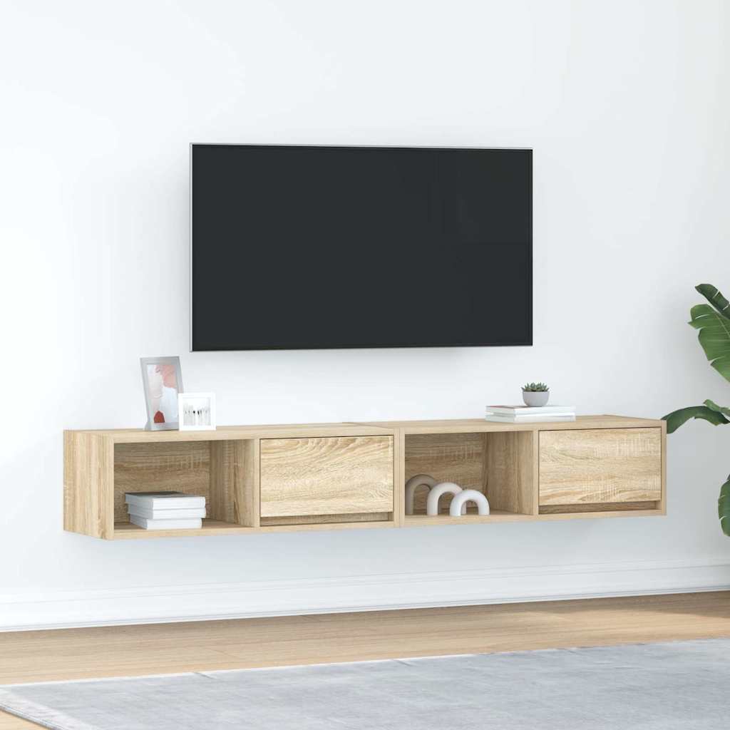 vidaXL TV-Schränke 2 Stk. Sonoma-Eiche 80x31x25,5 cm Holzwerkstoff