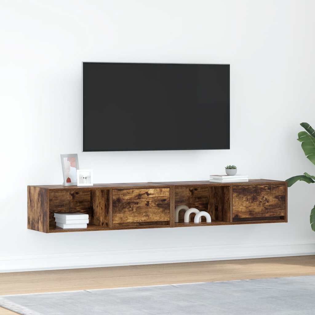 vidaXL TV-Schränke 2 Stk. Räuchereiche 80x31x25,5 cm Holzwerkstoff