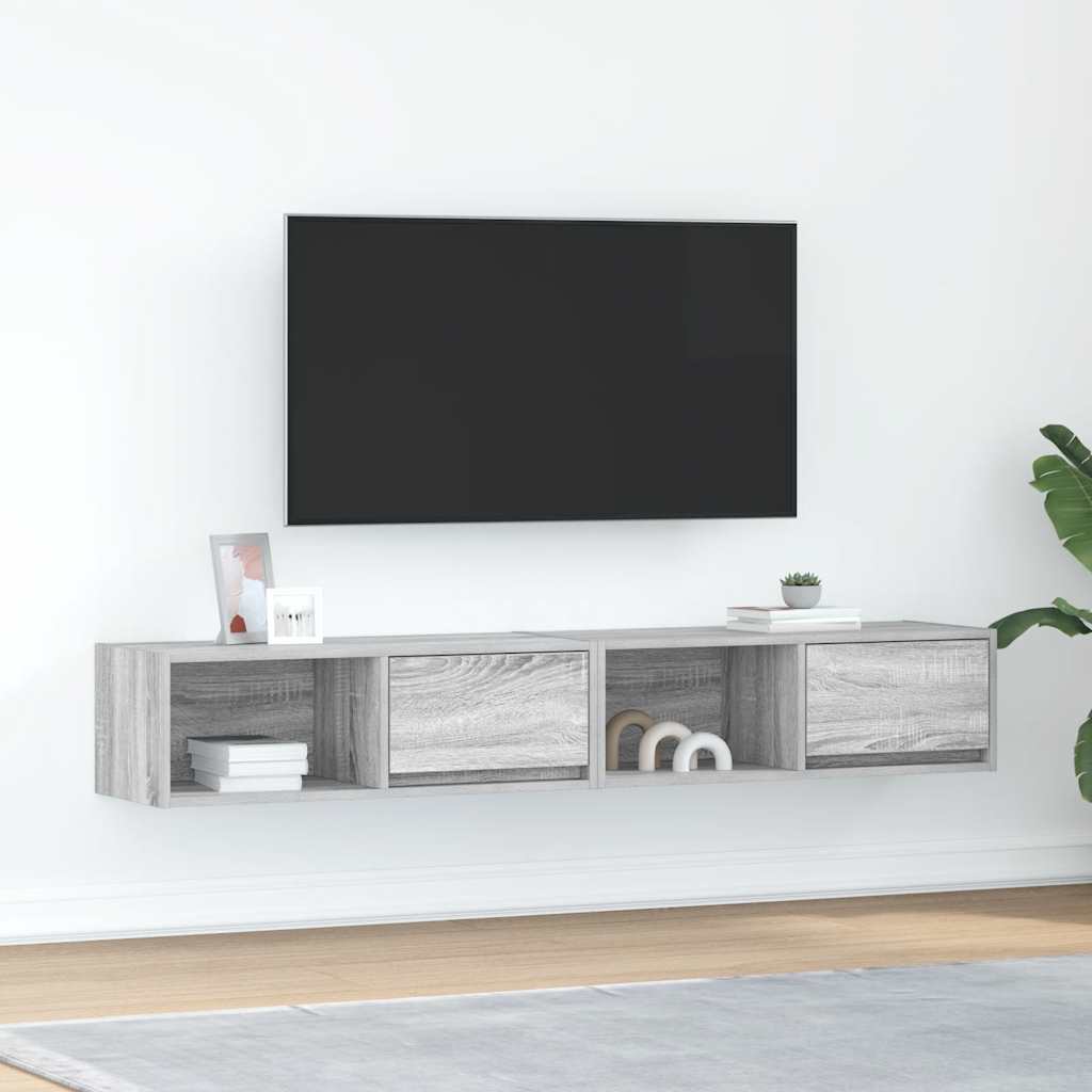 vidaXL TV-Schränke 2 Stk. Grau Sonoma 80x31x25,5 cm Holzwerkstoff