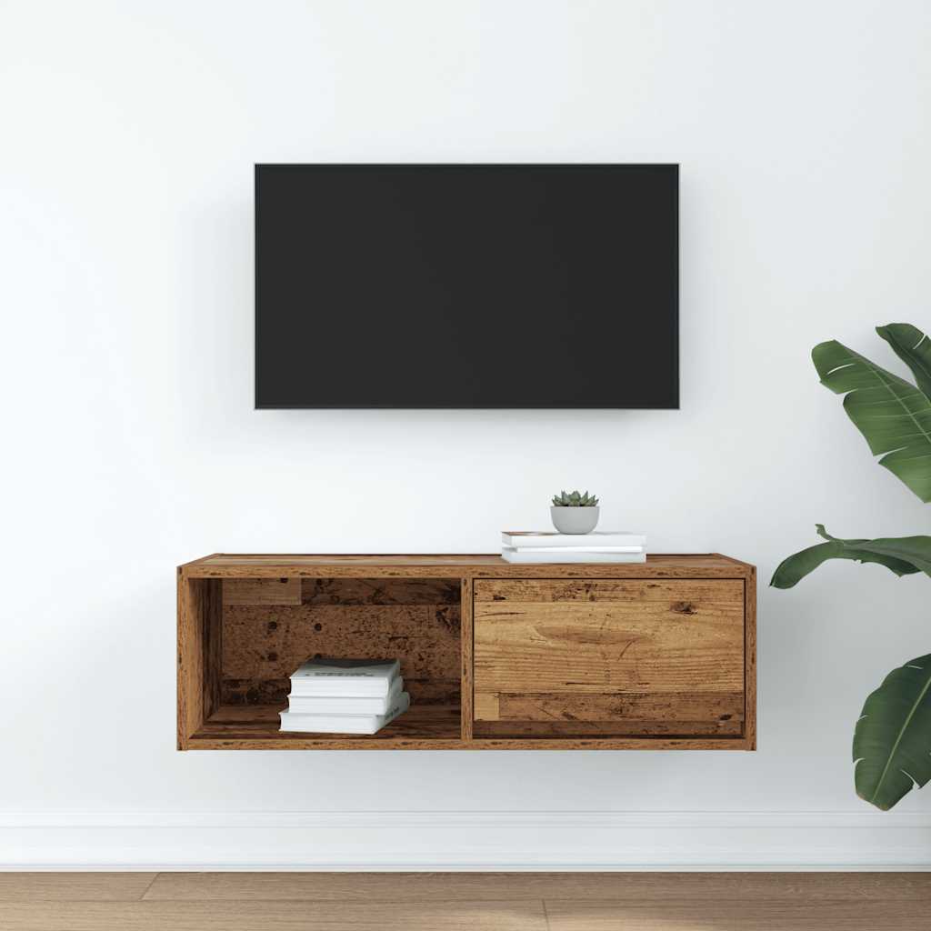 vidaXL TV-meubel 80x31x25,5 cm bewerkt hout oud houtkleurig