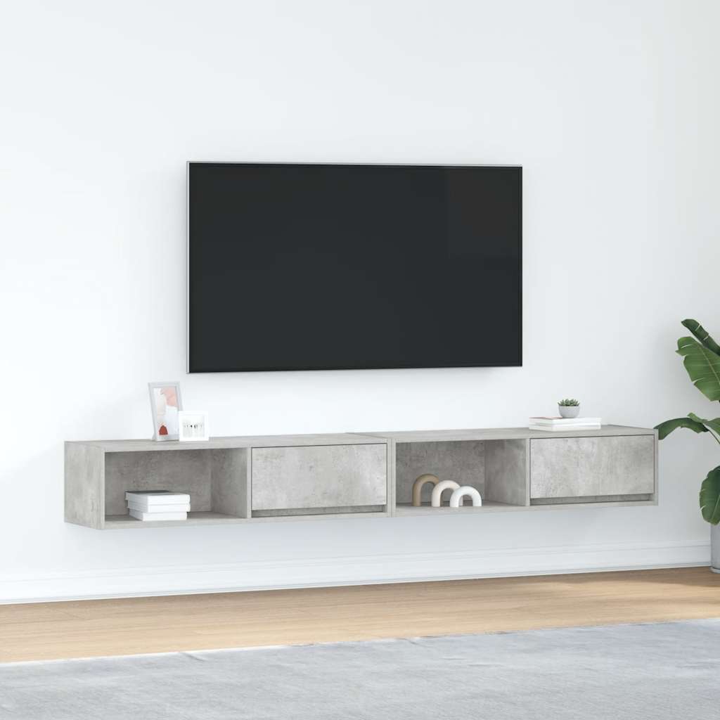 vidaXL TV-Schränke 2 Stk. Betongrau 100x31x25,5 cm Holzwerkstoff