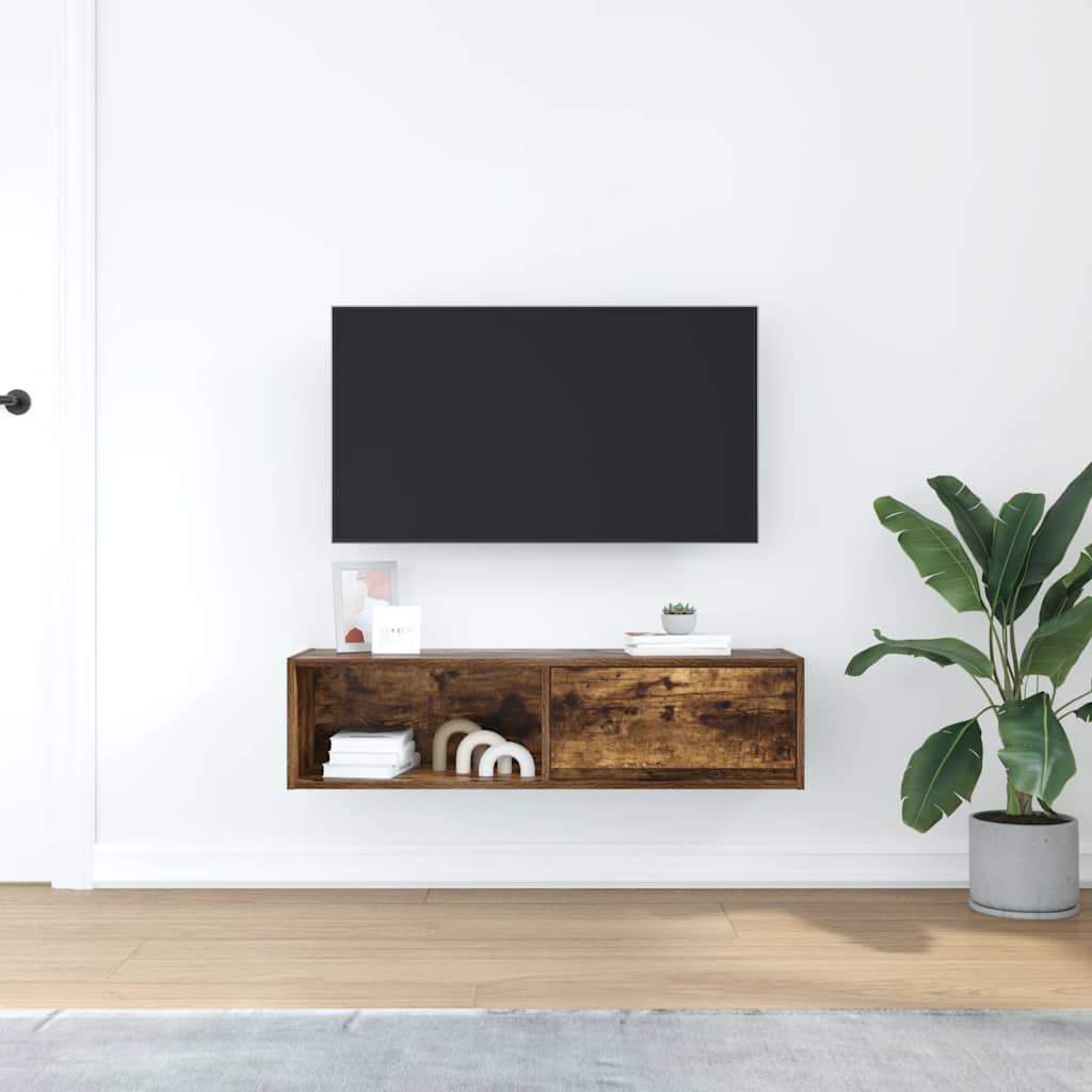 vidaXL füstös tölgy színű szerelt fa TV-szekrény 100x31x25,5cm