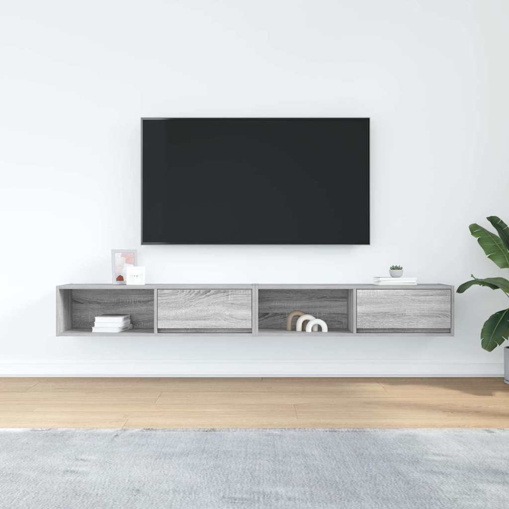 vidaXL 2 db szürke sonoma szerelt fa fali TV-szekrény 100x31x25,5cm