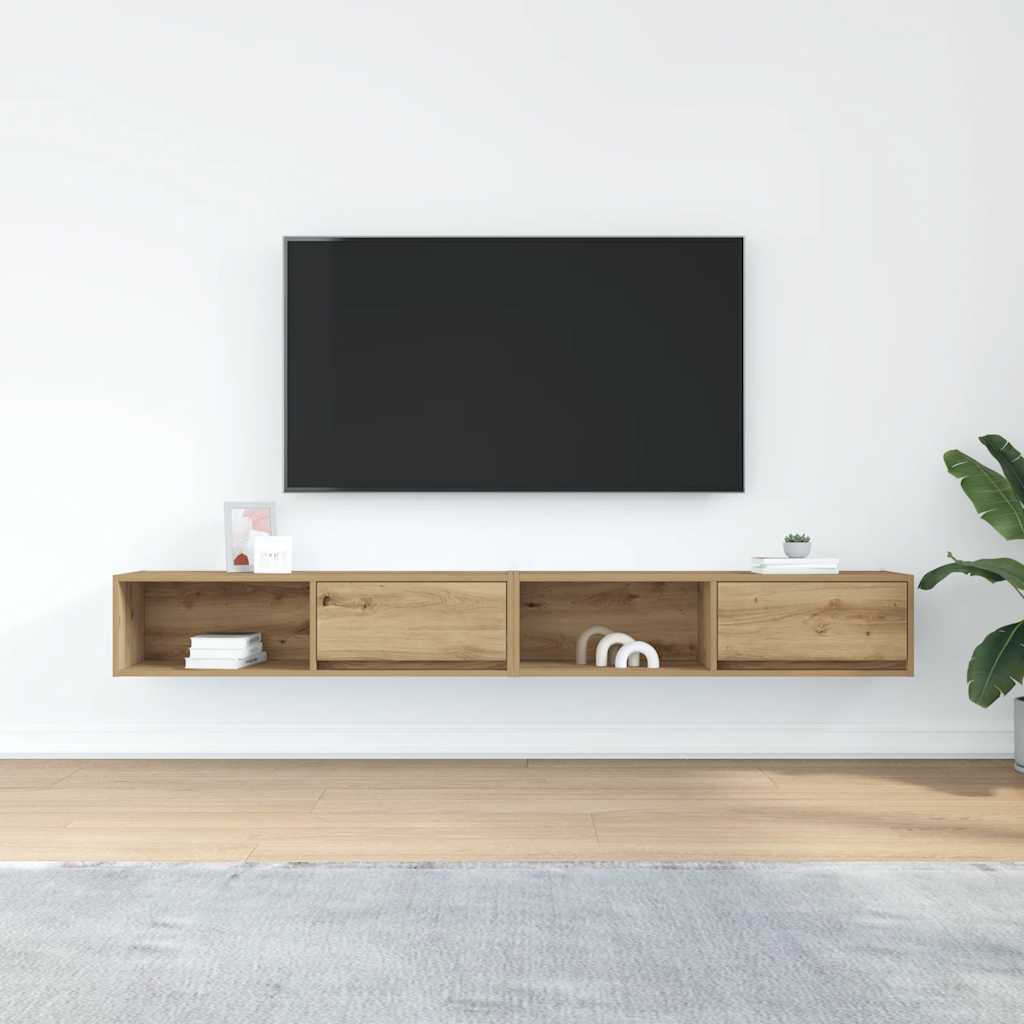 vidaXL 2 db kézműves tölgy színű szerelt fa TV-szekrény 100x31x25,5 cm