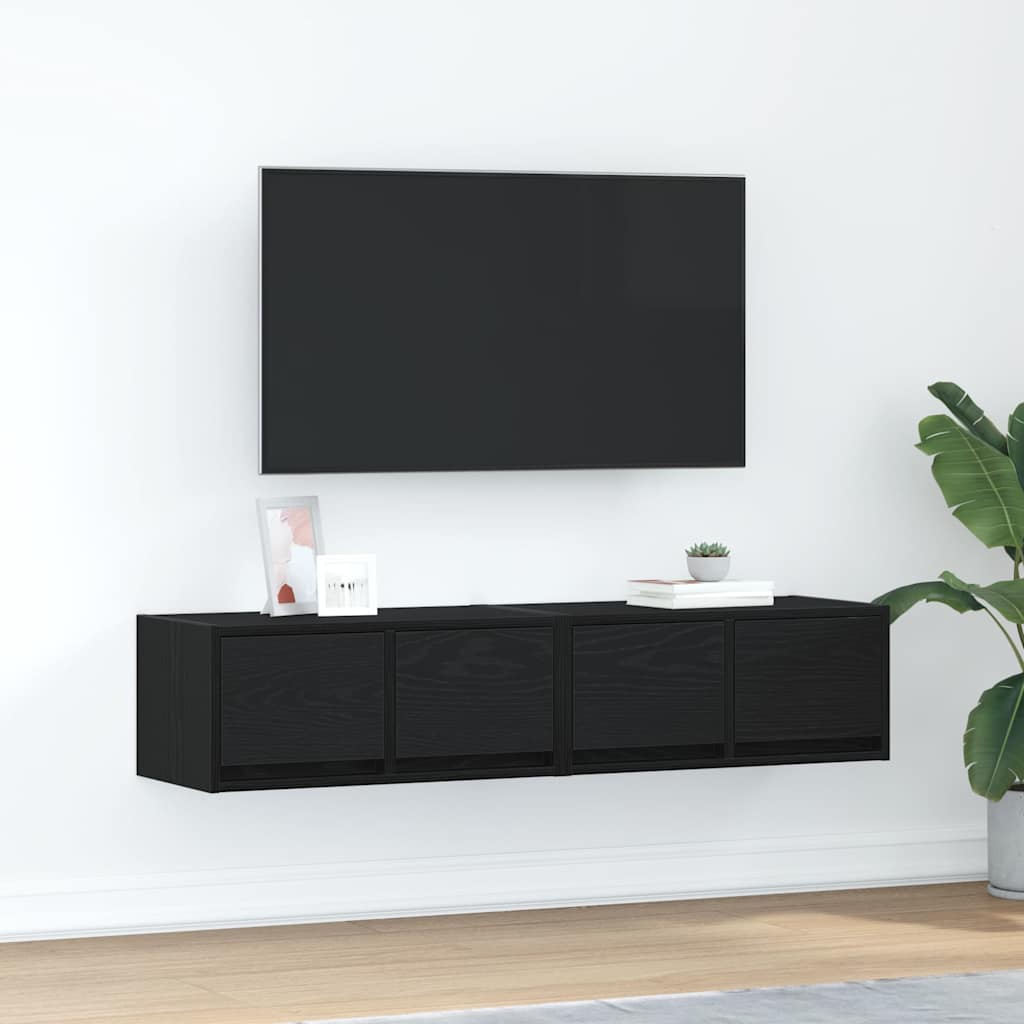 vidaXL TV-Schränke 2 Stk. Schwarz Eichen-Optik 60x31x25,5 cm