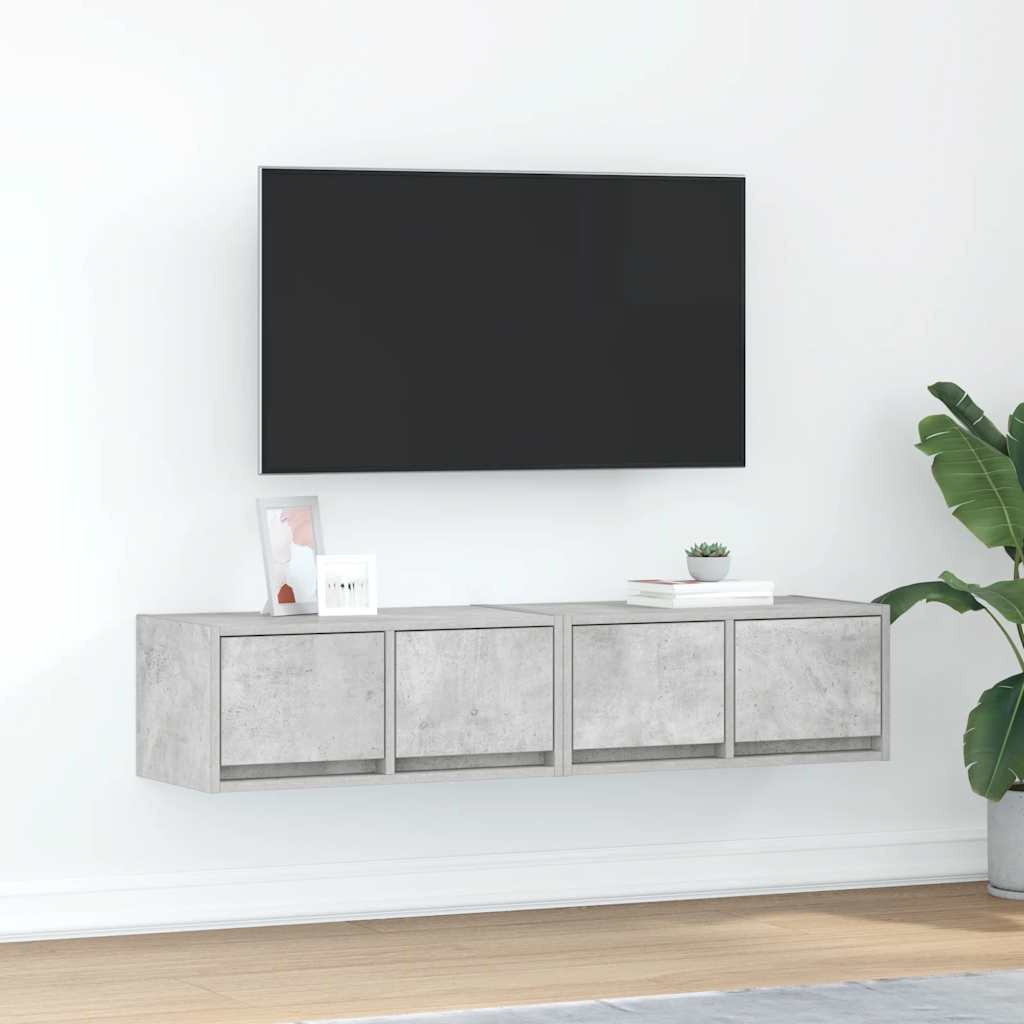 vidaXL TV-Schränke 2 Stk. Betongrau 60x31x25,5 cm Holzwerkstoff