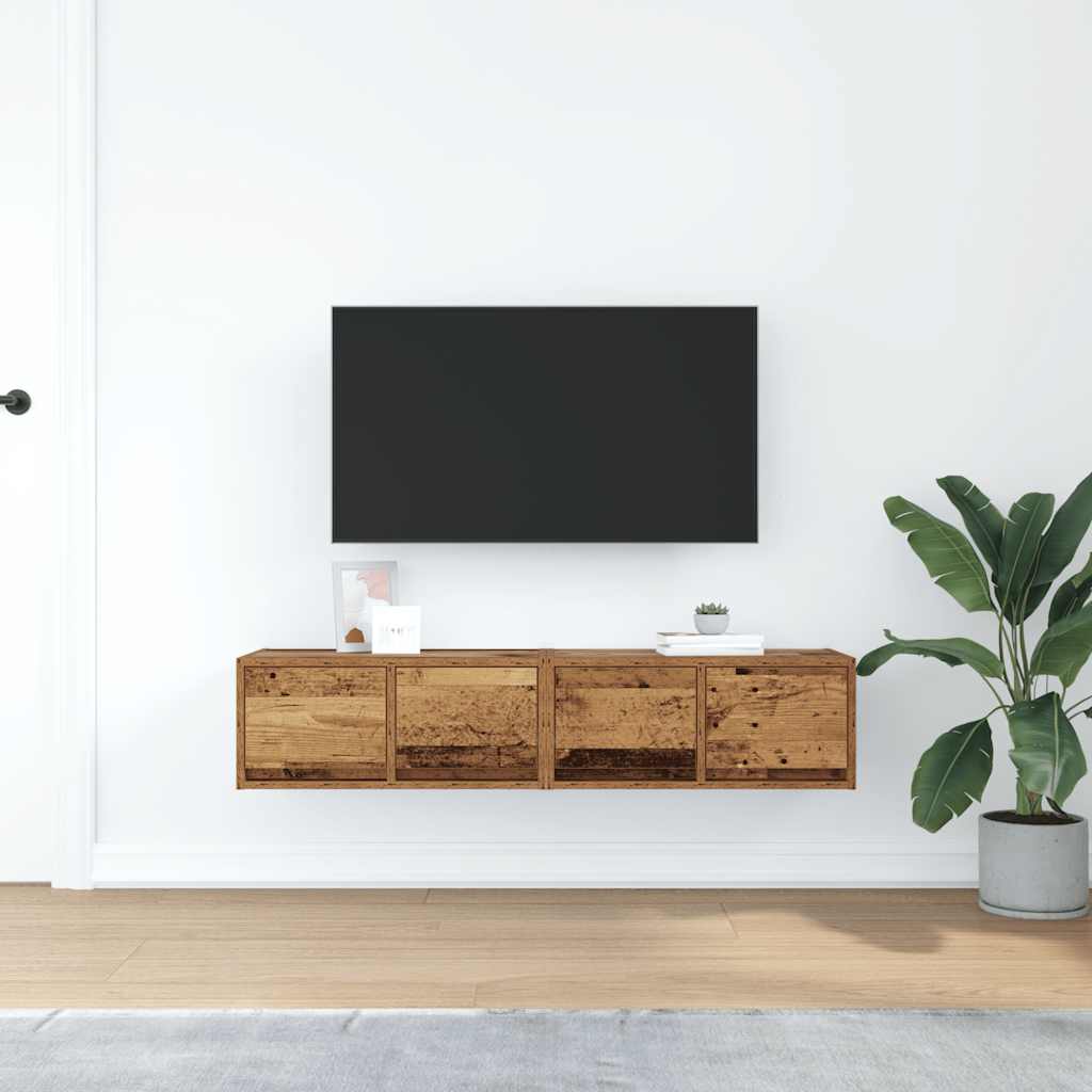 vidaXL Tv-meubels 2 st 60x31x25,5 cm bewerkt hout oud houtkleurig