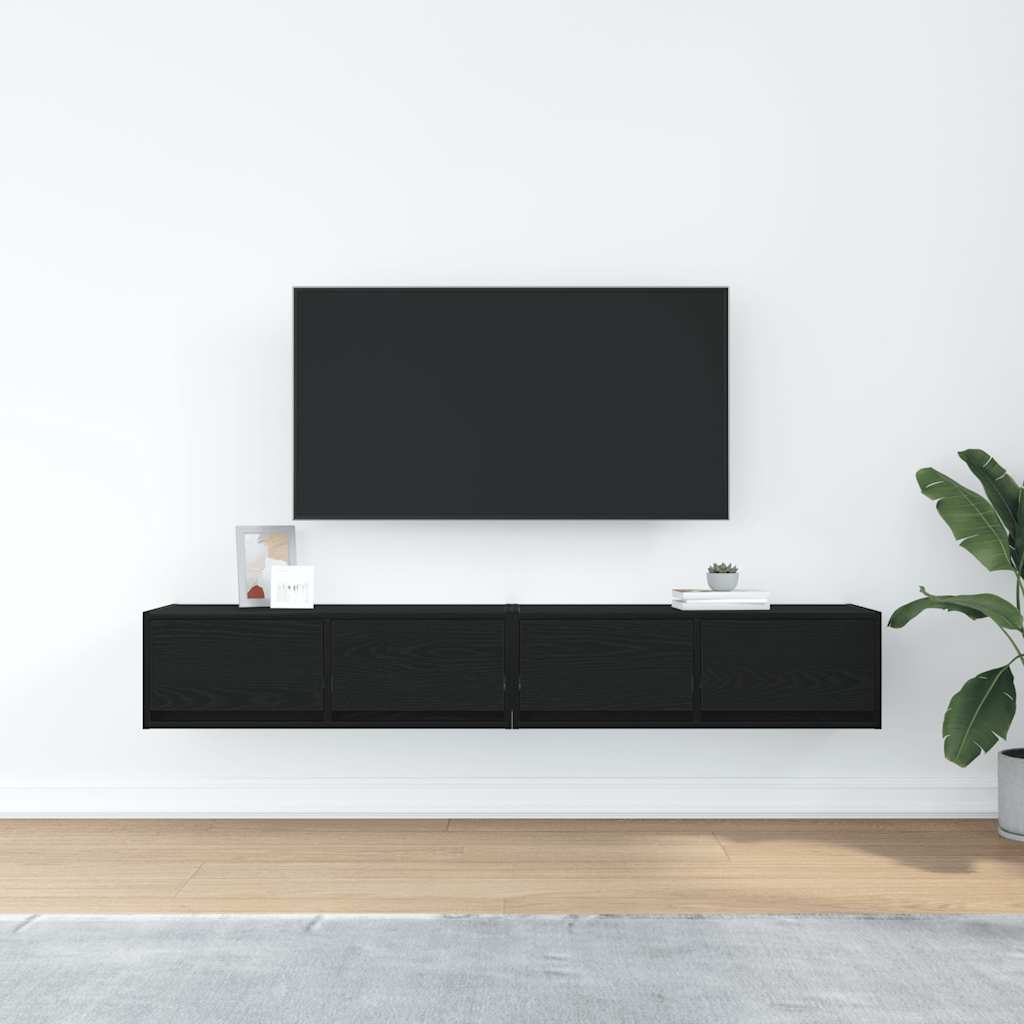 vidaXL 2 db fekete tölgy színű szerelt fa TV-szekrény 80x31x25,5 cm