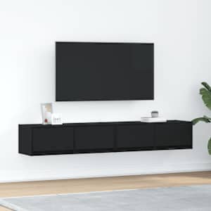 TV omarica 2 kosa črna hrast 80x31x25,5 cm inženirski les