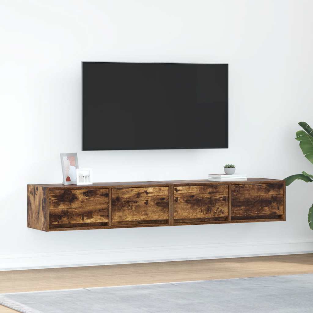 vidaXL TV-Schränke 2 Stk. Räuchereiche 80x31x25,5 cm Holzwerkstoff