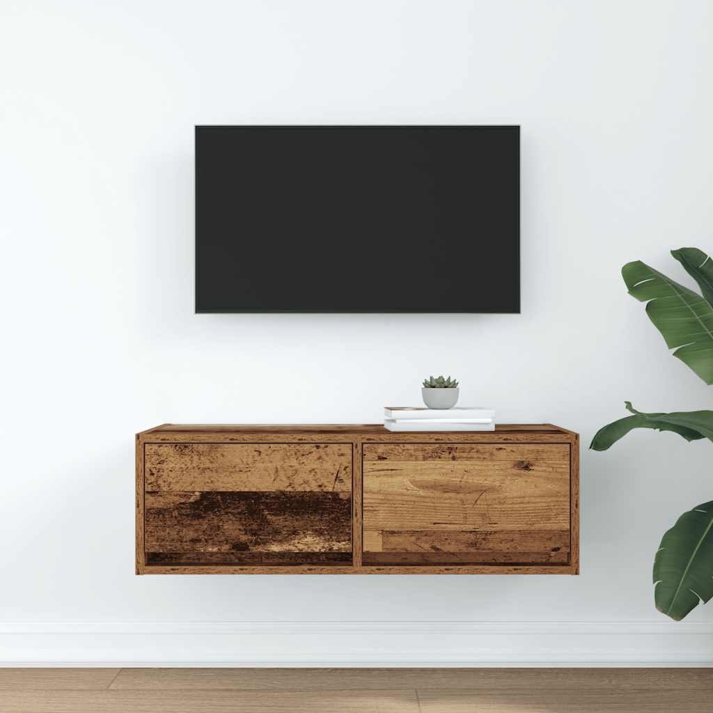 vidaXL TV-meubel 80x31x25,5 cm bewerkt hout oud houtkleurig